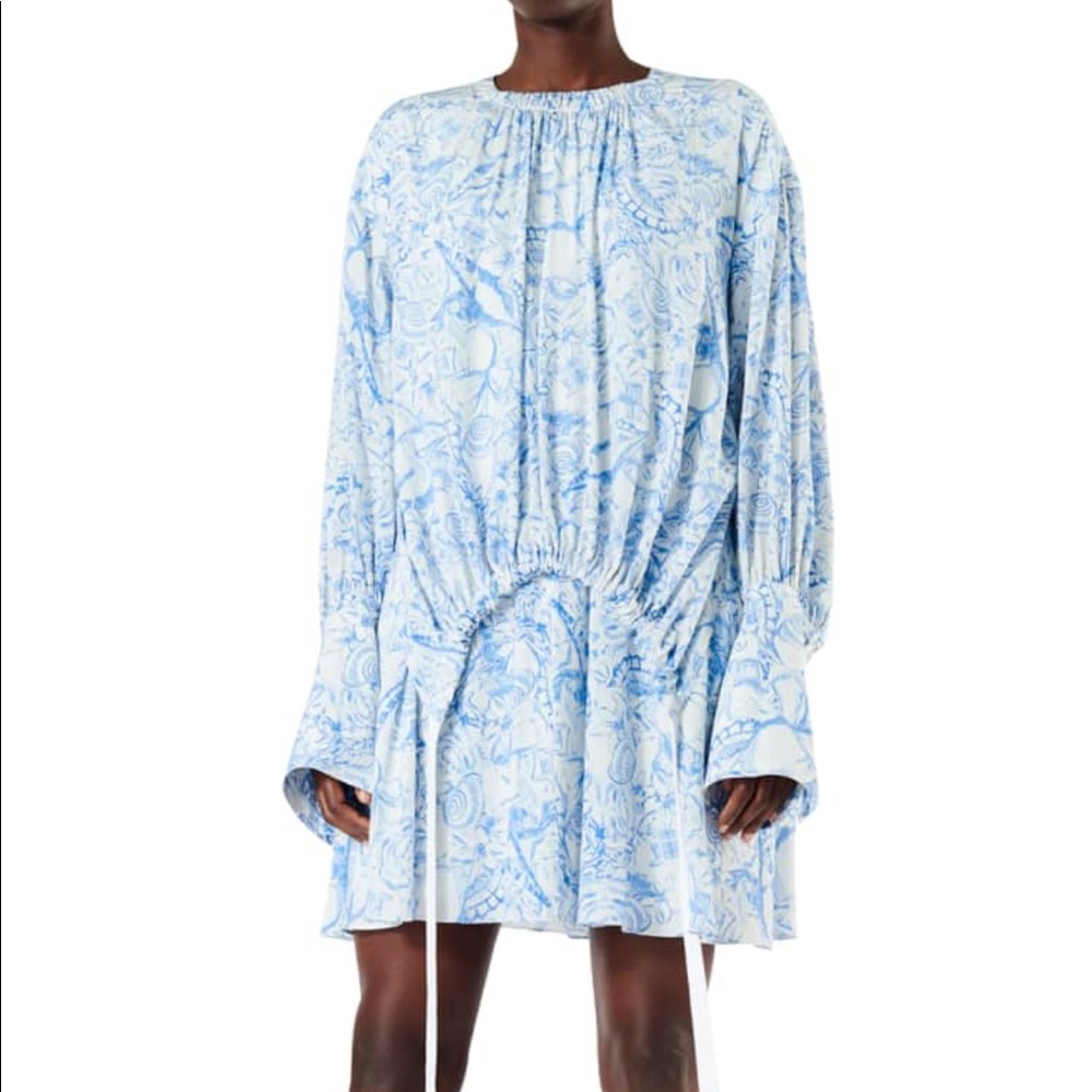 TIBI isa Toile Drawstring Crepe De Chine Dress